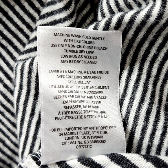 Maeve Anthropologie Cowl Neck Tunic Top Black White Stripe - Picture 6 of 6